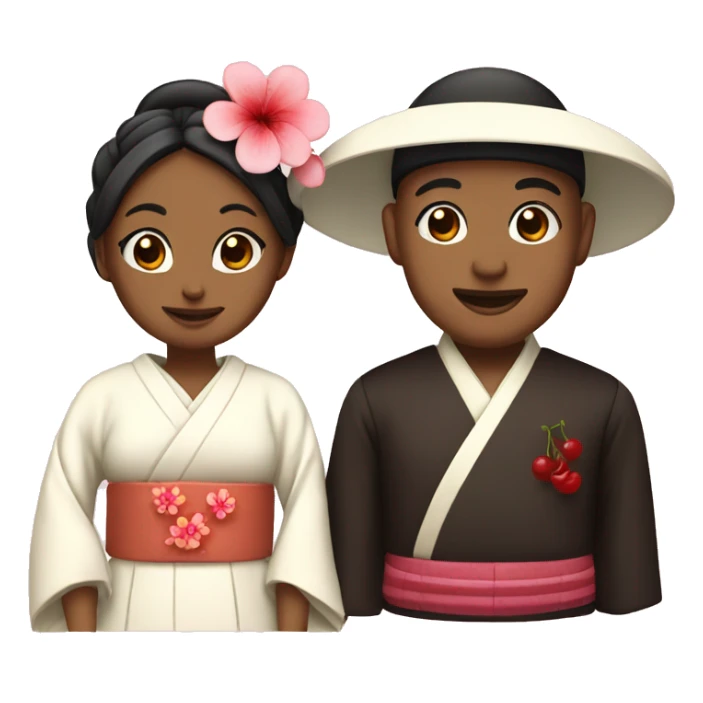 cherry married couple in japanese attire sticker