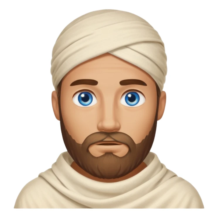 blue eyed desert bearded man cowered with creme cloth sticker