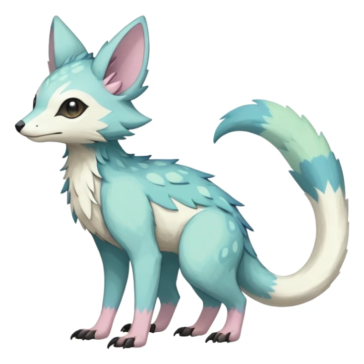 Rare realistic exotic edgy cute pastel gothic epic pretty beautiful handsome gorgeous aesthetic colorful vibrant Vernid-Trico-species-Fakemon-creature by LiLaiRa, 4 legs, 1 tail, random markings, (full body) sticker