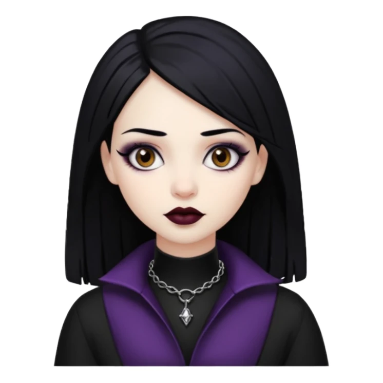 Goth girl black hair brown eyes sticker