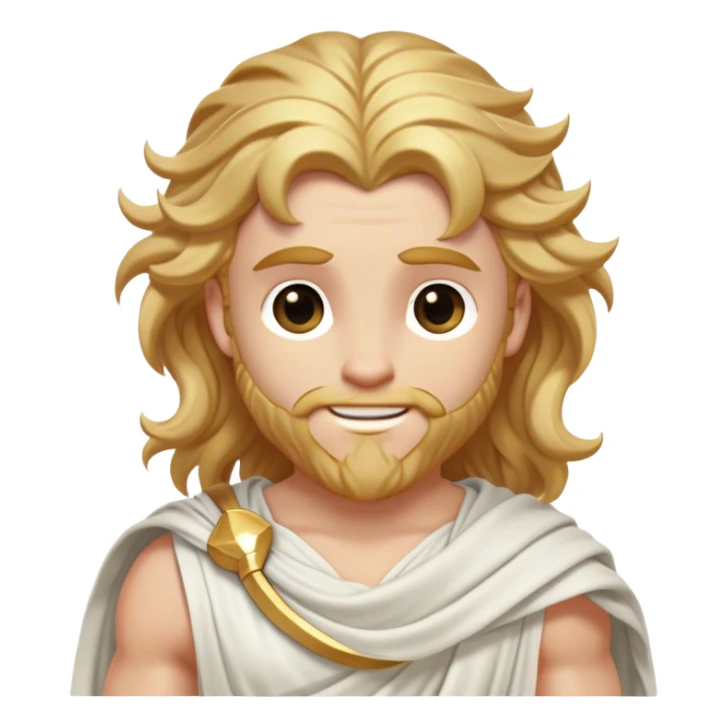 Cinematic Realistic Thor Portrait, head tilted playfully and inquisitively, showcasing his classical Greek god allure with a relaxed, yet commanding presence. His fair, radiant skin and flowing, wavy golden hair are highlighted by a gentle smile and twinkling, approachable eyes. Clad in a gracefully draped white toga with subtle golden embellishments, he exudes a lighthearted yet powerful charm under soft, natural lighting. sticker