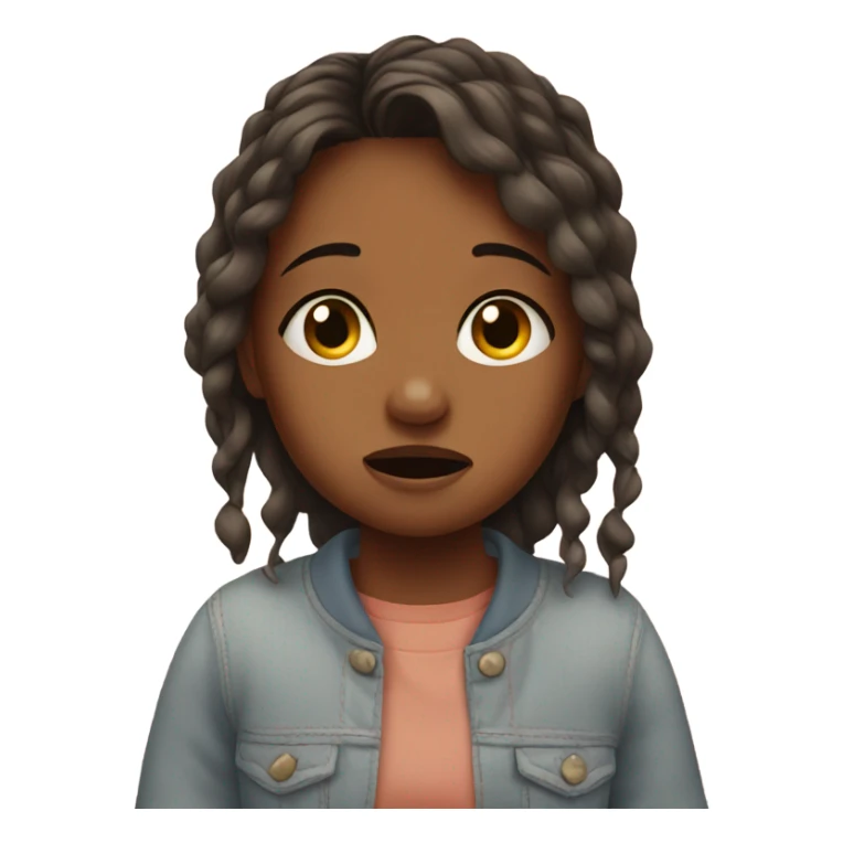 Girl crying over baby sticker