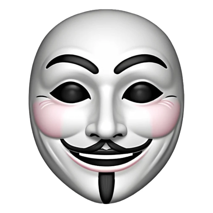 Black and white Guy fawkes mask emoji sticker