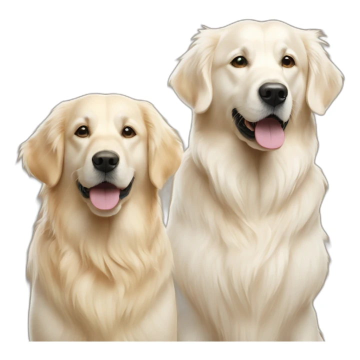 one very white retriever and one smaller and very golden retriever side by side sticker