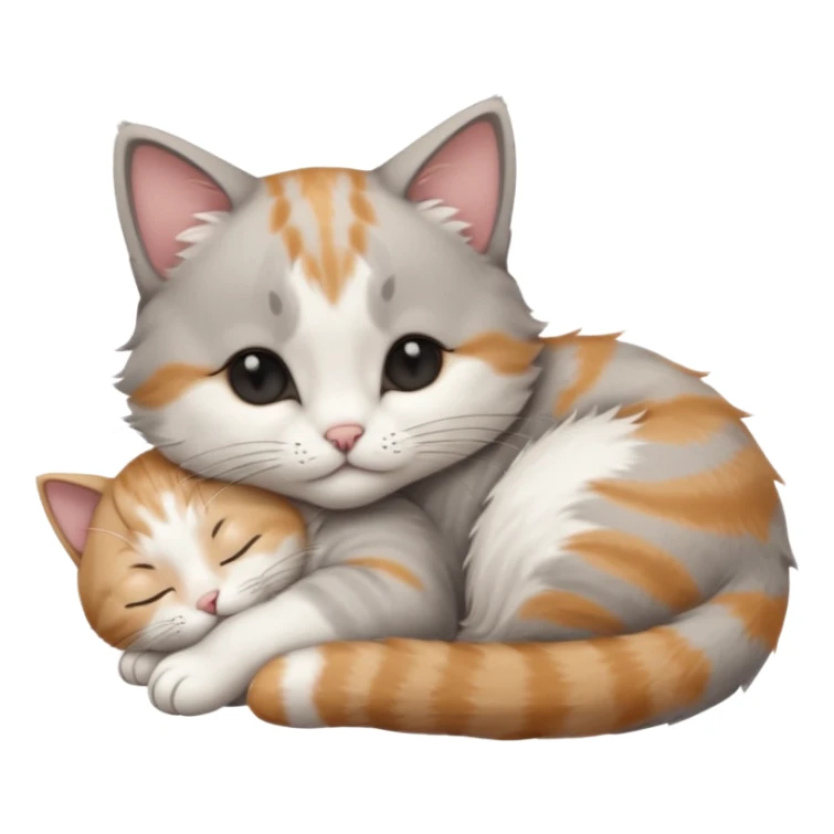 1 grey and white small cat with its eyes closed lying down leaning on its elbow with its paw curled under its head holding it up sticker