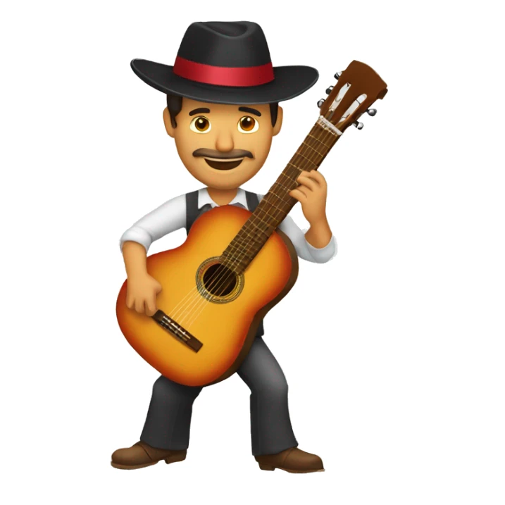 flamenco guitar played by spanish man with hat sticker