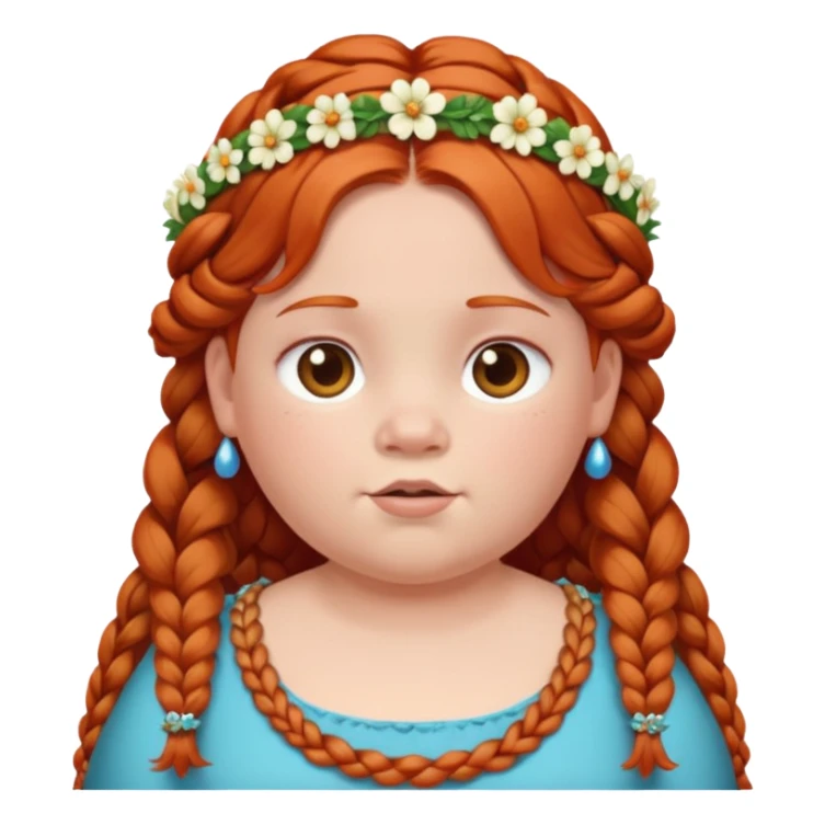 very fat redhead kid with braids and floral tiara sticker