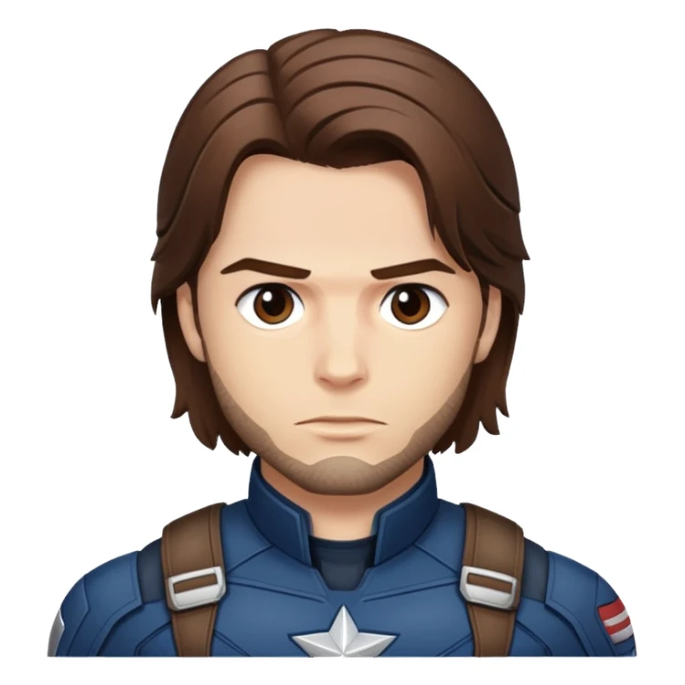 bucky barnes portrait marvel, brown hair from captain america: civil war sticker