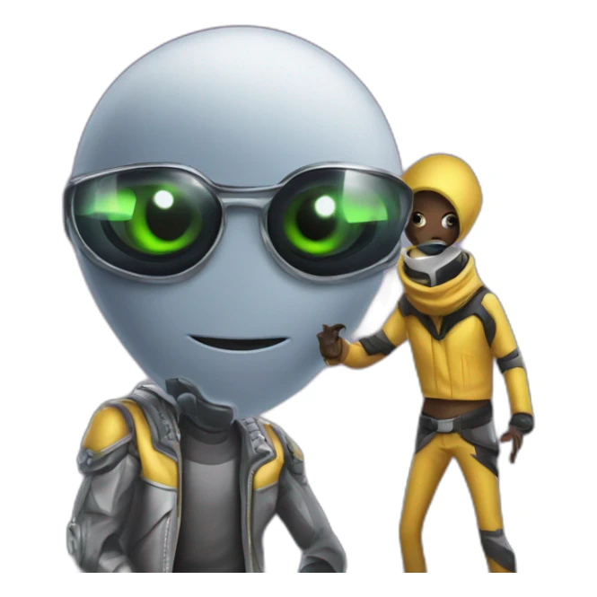 Undercover Aliens as djay and singer in a music group sticker