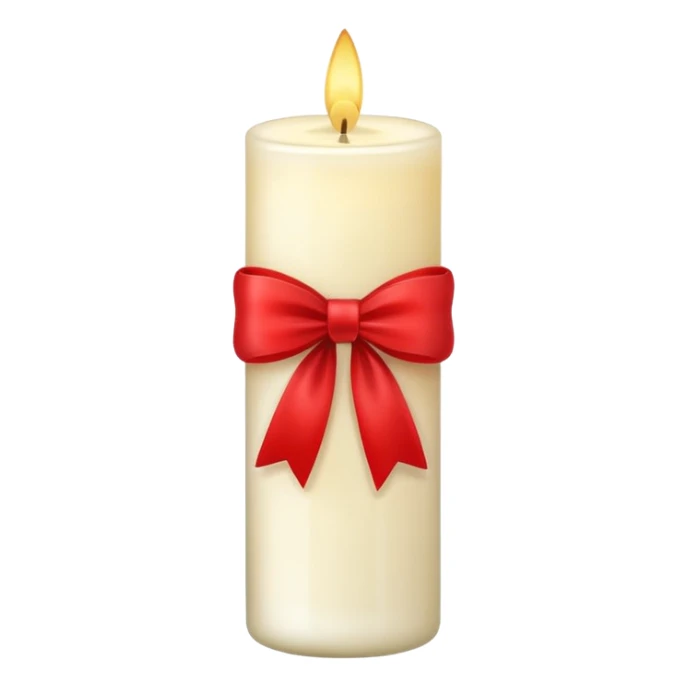 Soft vanilla long glass candle, with little red bow sticker