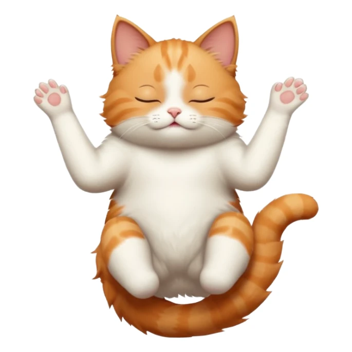 ginger and white small cat in funny positions upside down with eyes closed sticker