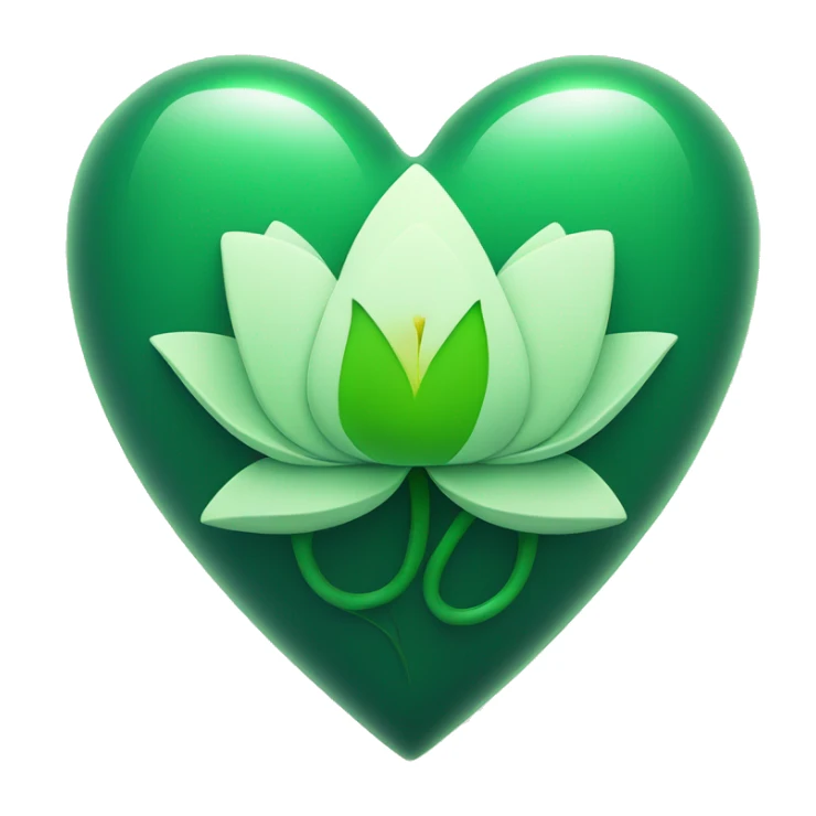 green heart with a lotus flower in the middl sticker