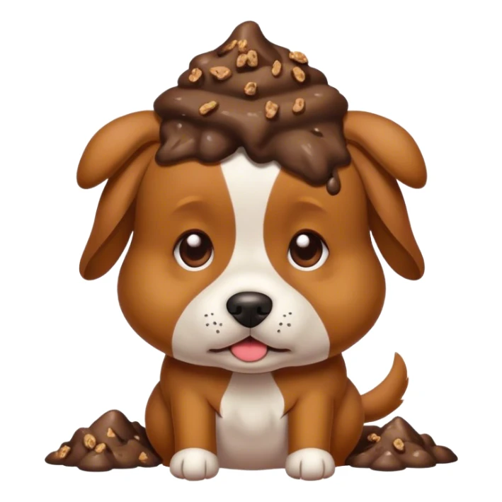 Dog with poop on his head sticker