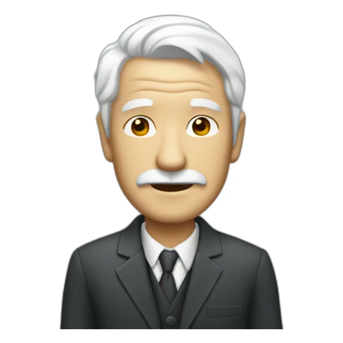 old man with white hair and suit sticker