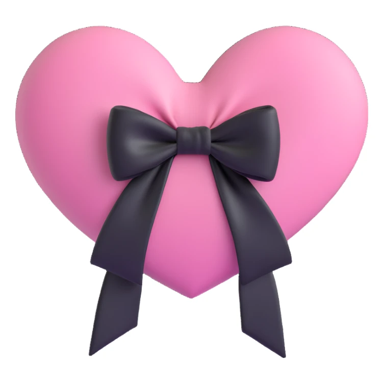 pink heart with a black bow knot sticker