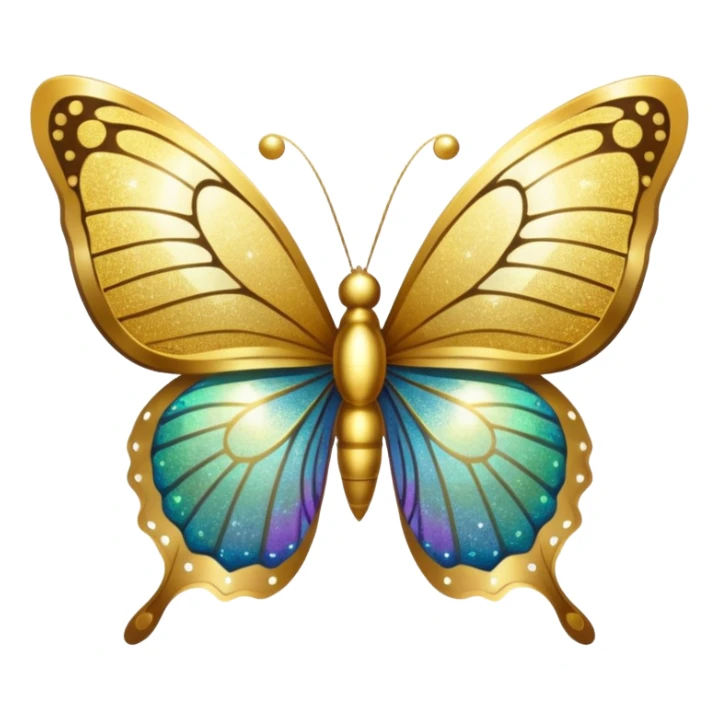 Golden shimmery glitter butterfly emoji sticker