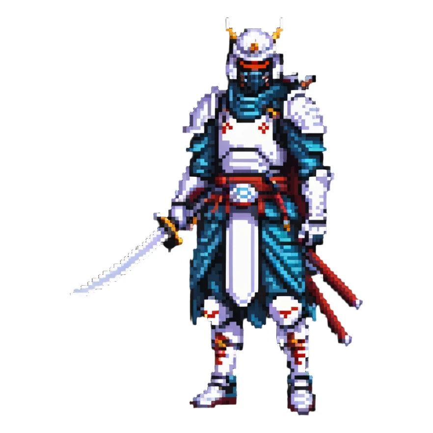 male cyborg samurai nomad with tech equipment sticker