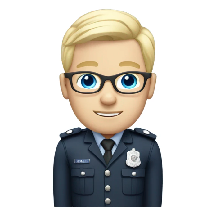 British policeman with blue eyes and blonde and glasses hair sticker