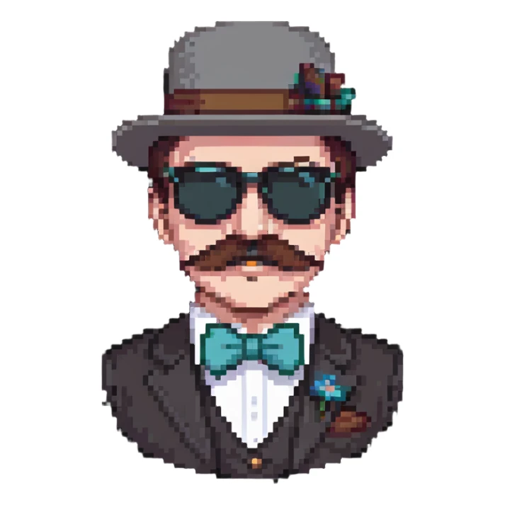 hat, sunglasses, moustache, and bowtie sticker