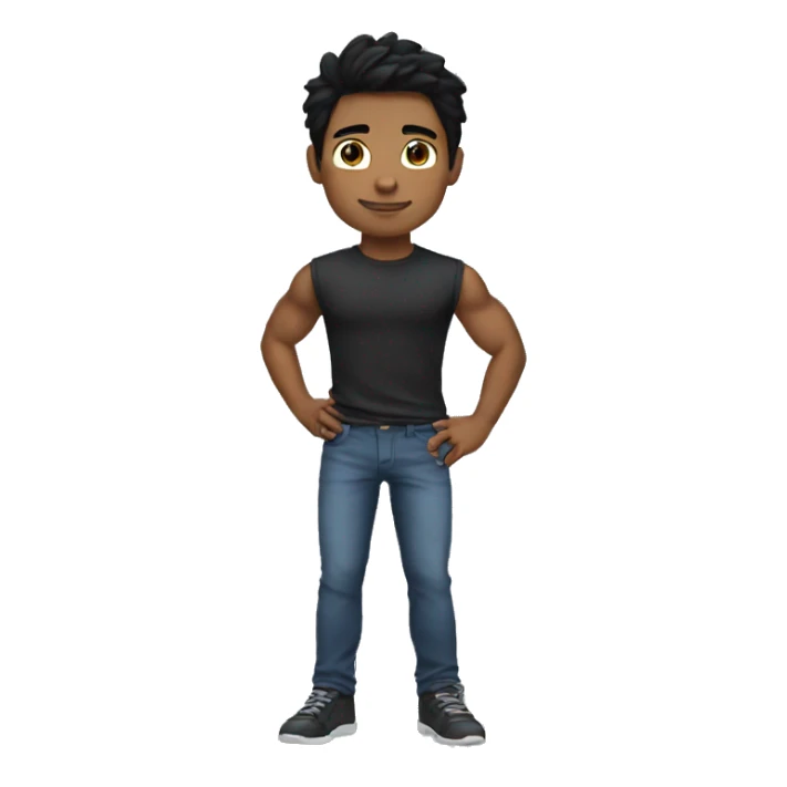 sholder muscle black hair boy  sticker