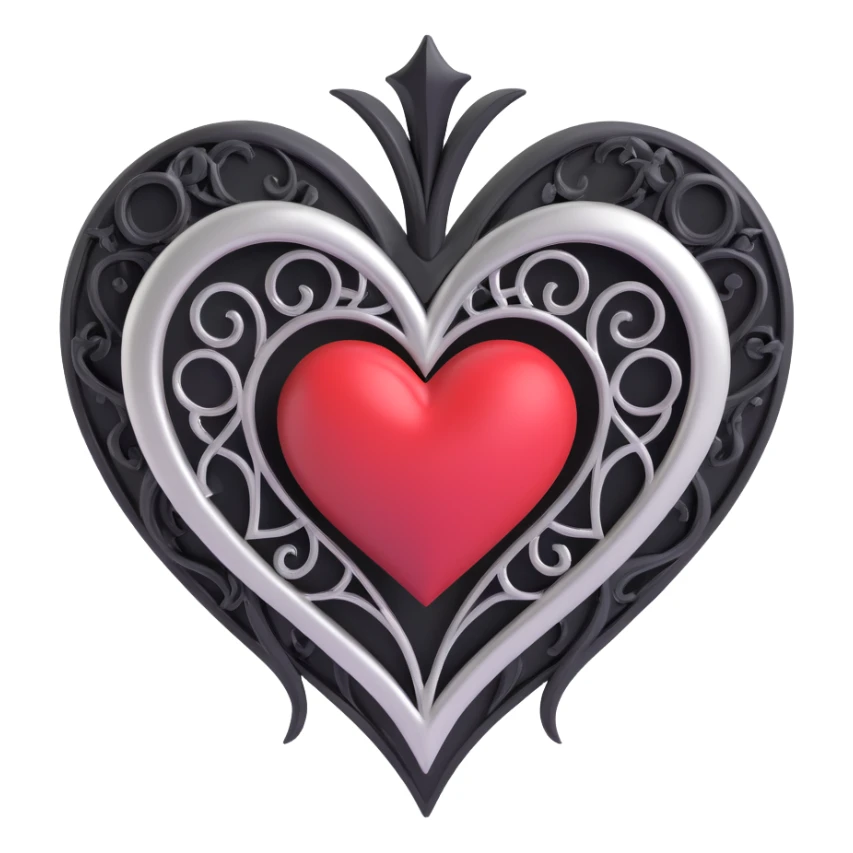 gothic heart with black and silver accents sticker
