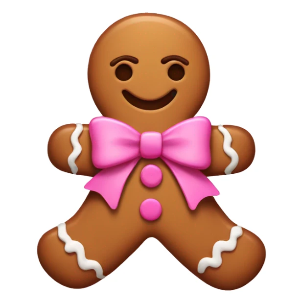 A gingerbread man with brown and pink bows sticker