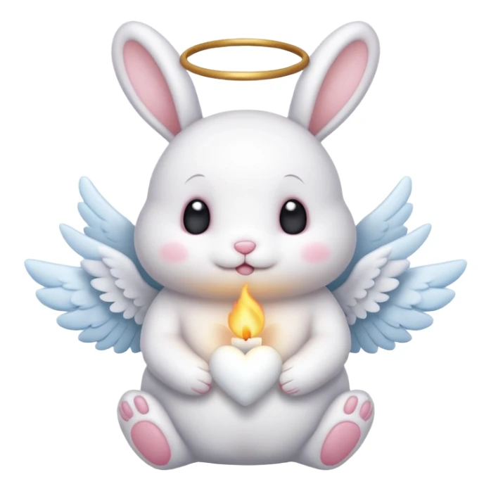 Bunny and a marshmallow with angel wings  sticker