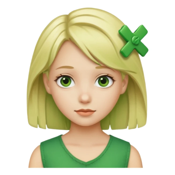 blonde girl with green color hairclip sticker