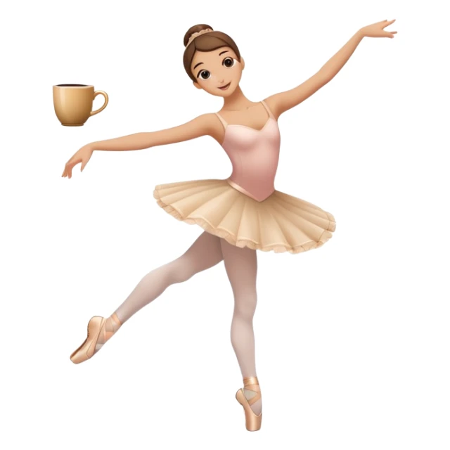 Coffee cup with steam wearing ballet slippers and performing an arabesque pose sticker