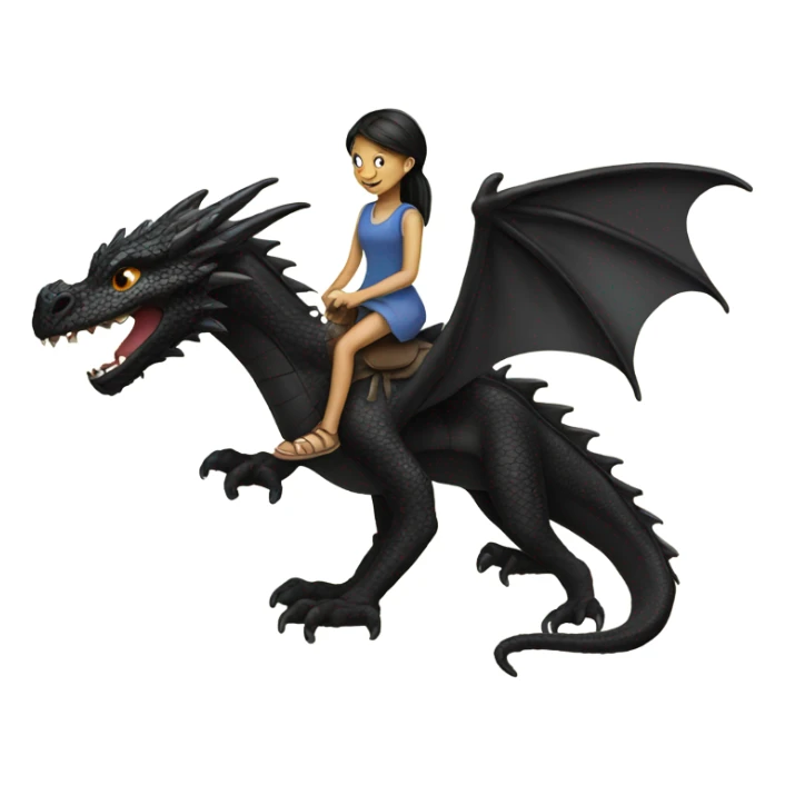 Black Dragon with girl riding it  sticker