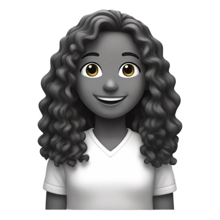 smiling girl in monochrome with long curly hai sticker