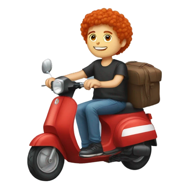 I need a sticker of a red-haired boy on a moped sticker