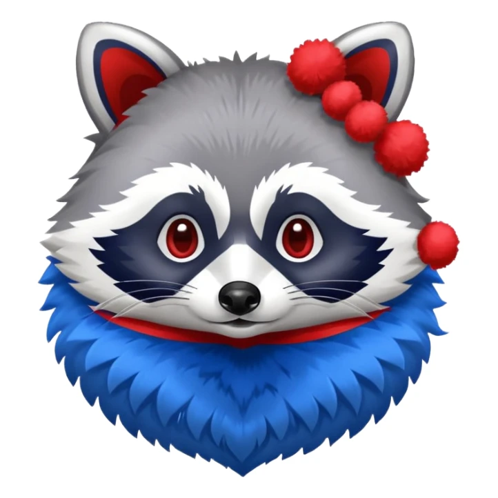 Mache einen Waschbären der PomPoms in der Hand hat. sticker