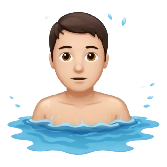 clothed brunette Man drowning in large pool of water with splashes   sticker