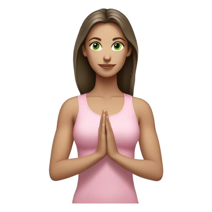 White brunette green eyes yoga girl light pink clothes  sticker