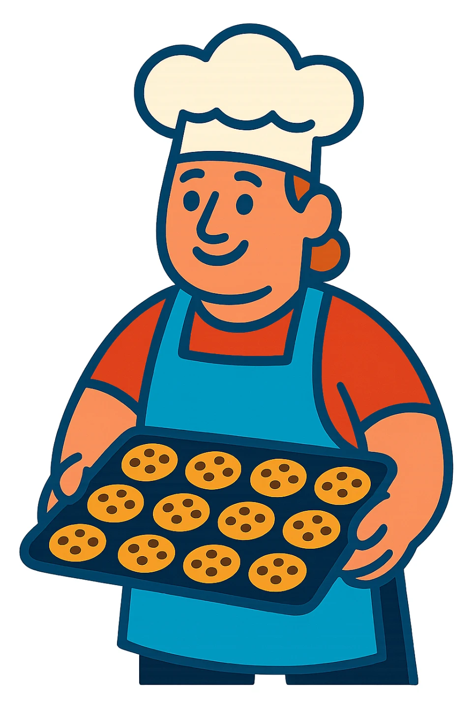 a baker holding a tray of cookies sticker