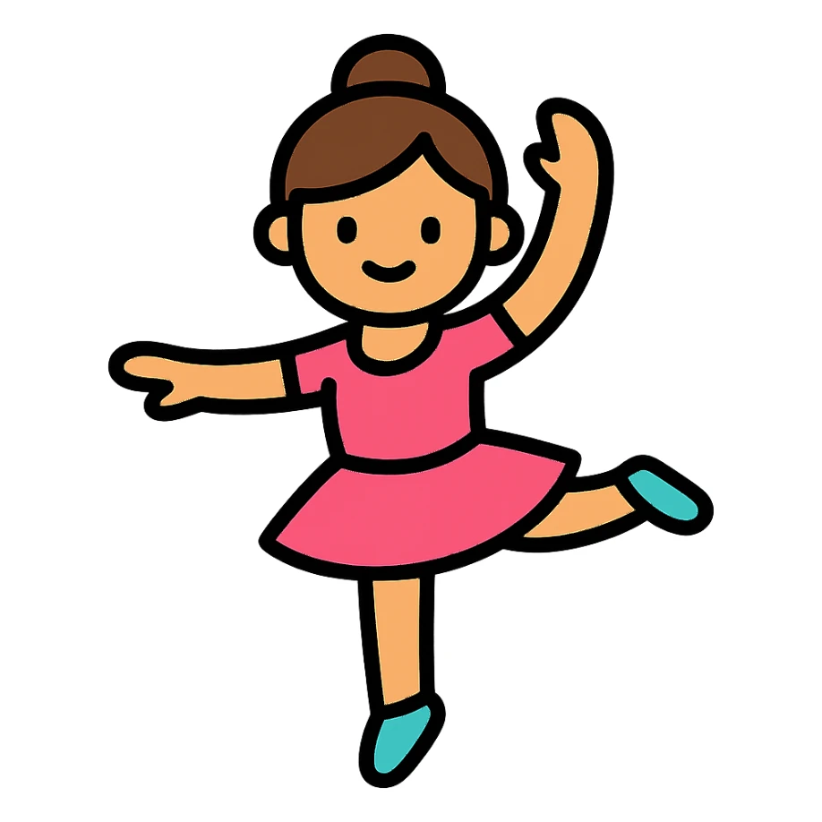 color outline icon of a girl doing ballet sticker