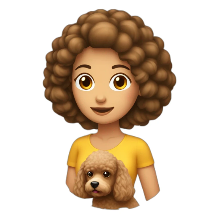 mujer pelo largo castaño abrazando una poodle sticker