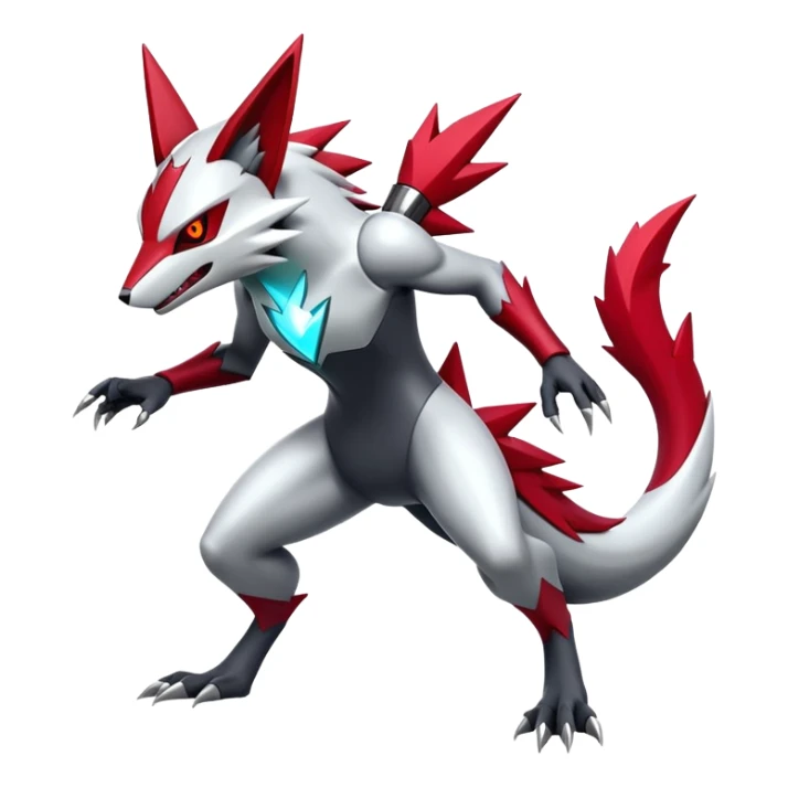 Modern Cyber Zangoose-Zoroark-Fakémon-creature, full body sticker