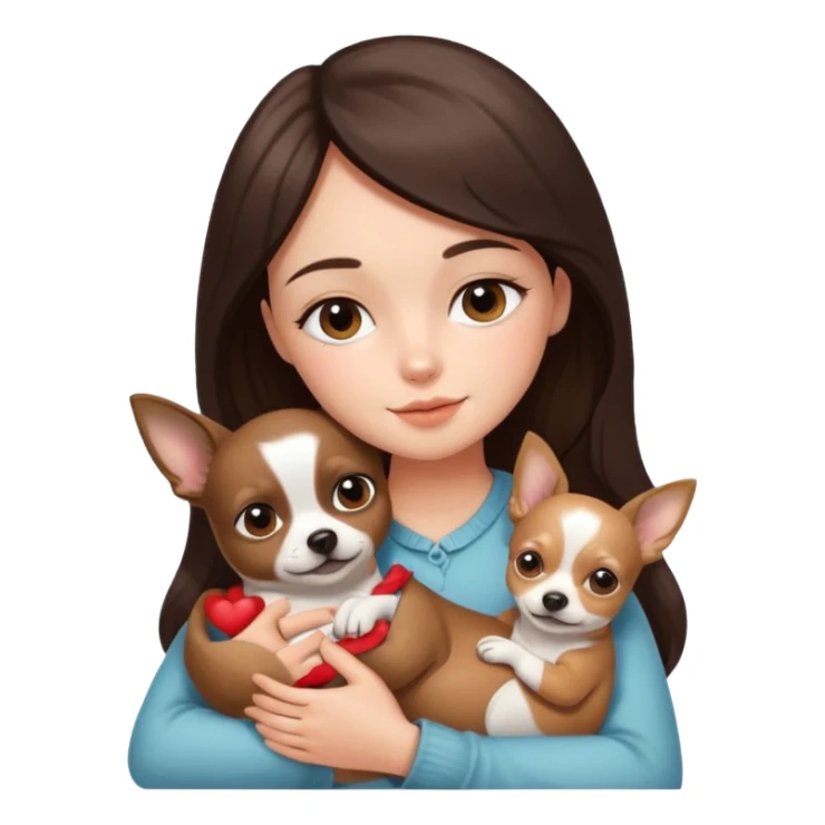 dreamy brunette girl cuddling a chihuahua sticker