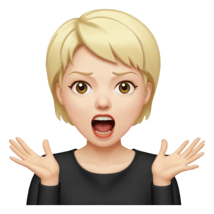 woman screaming with short blonde hair sticker