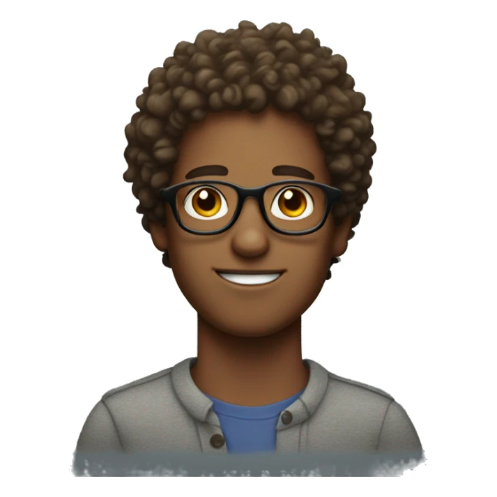 A guy with rectangle glasses and curly hair with freckles sticker