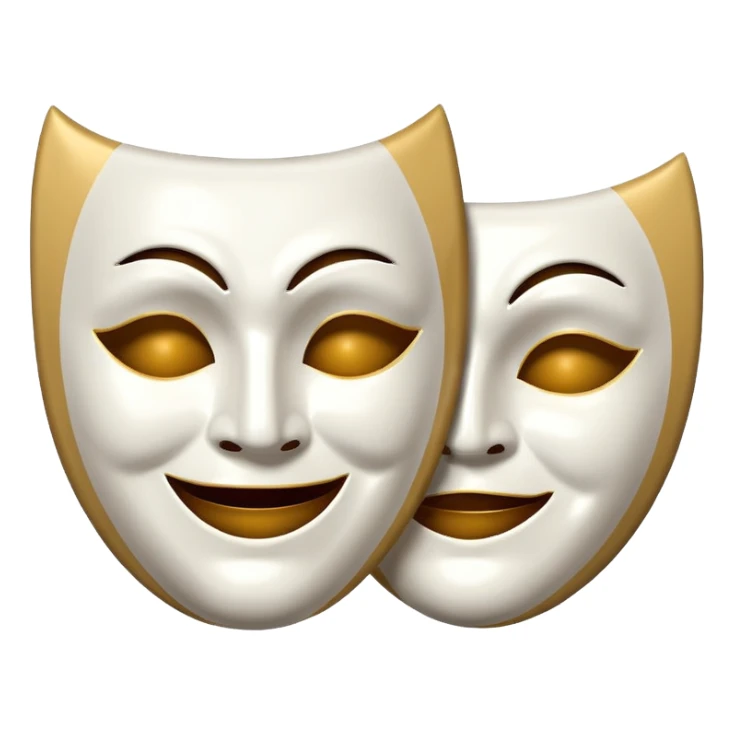  color white Two mask that is circling one is happy the other is sad sticker