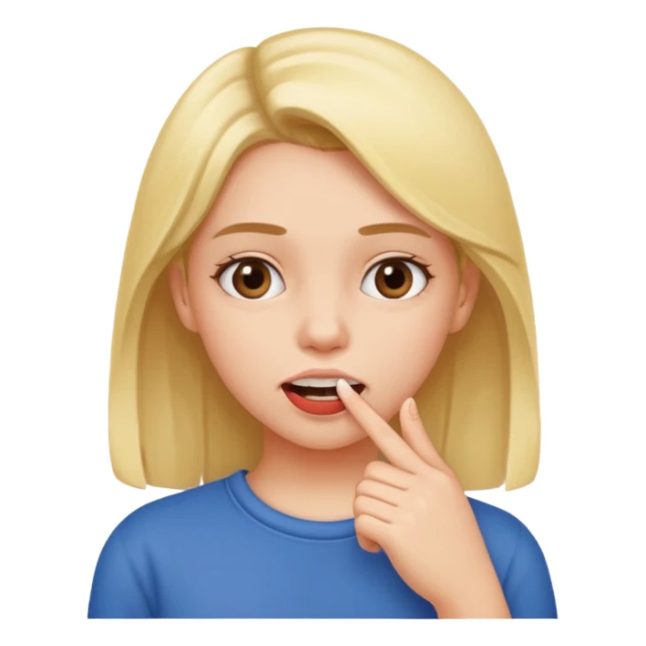 Girl who is putting her finger between her teeth sticker