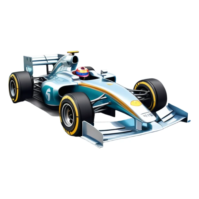 An icon showing a Formula 1 car racing down a track, with the vibrant speed and motion captured in the design. The background features a grand racing stadium with packed stands and winding turns, symbolizing the thrill of high-speed racing. Transparent background highlights the excitement. sticker