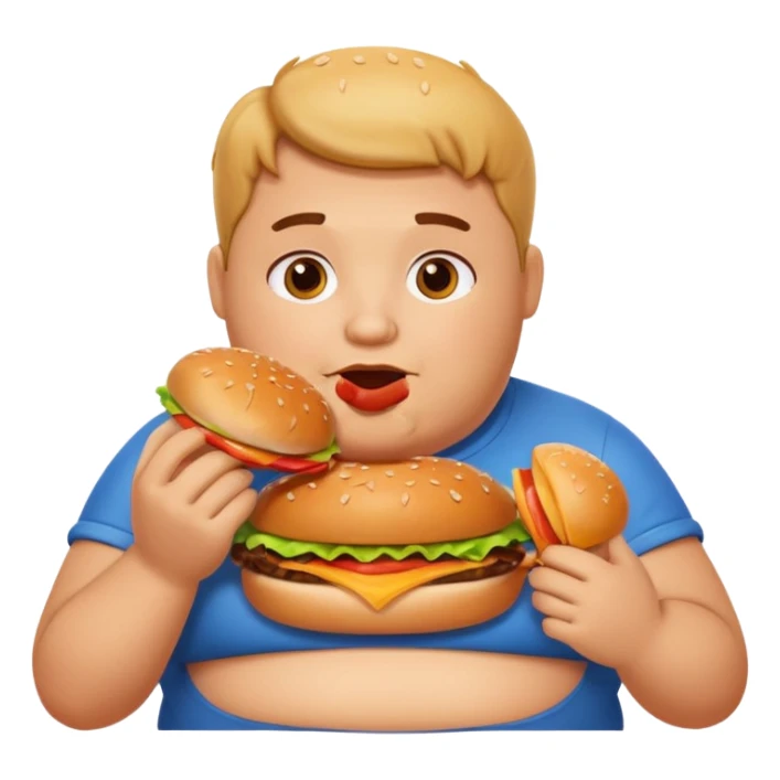 Un gordo comiendo una hamburguesa sticker
