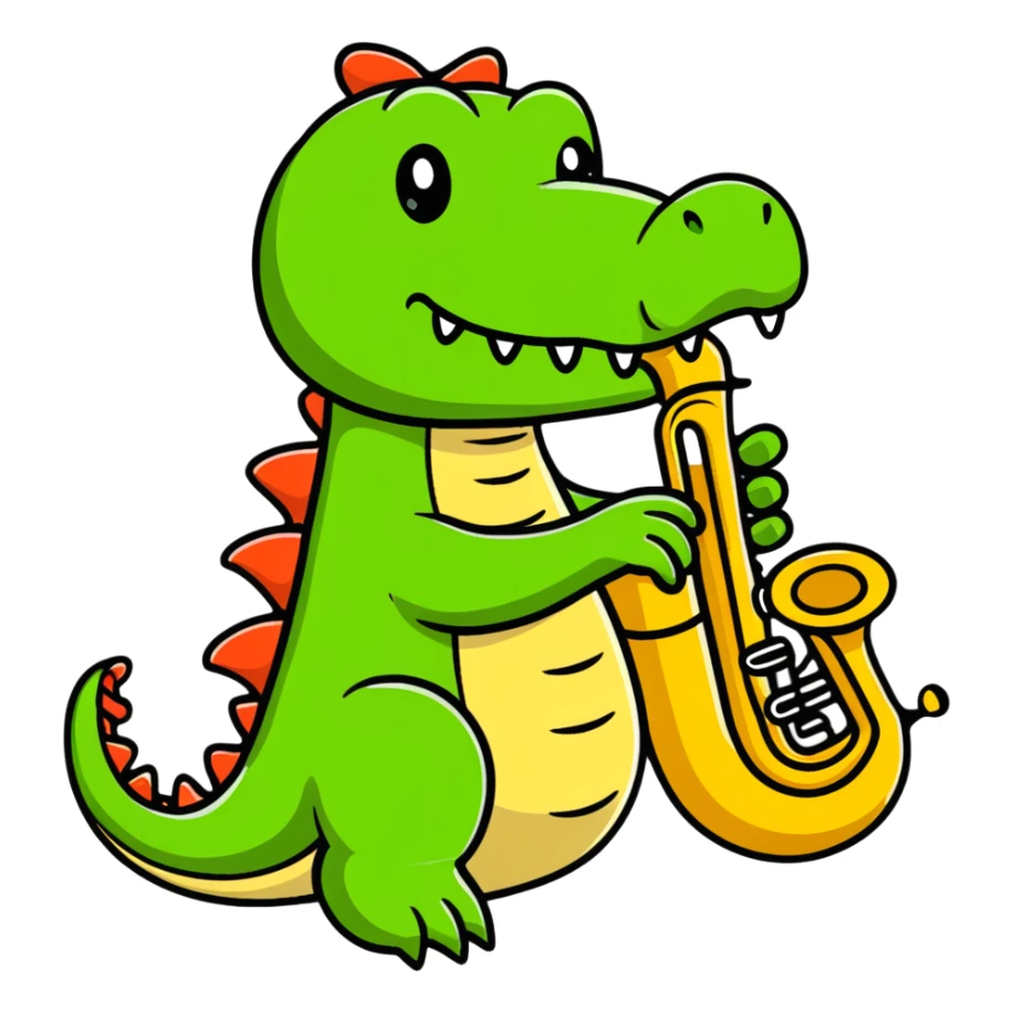crocodile playing a bombardino euphonium sticker
