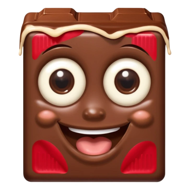  chocolate bar with eyes and mouth looking at the camer sticker