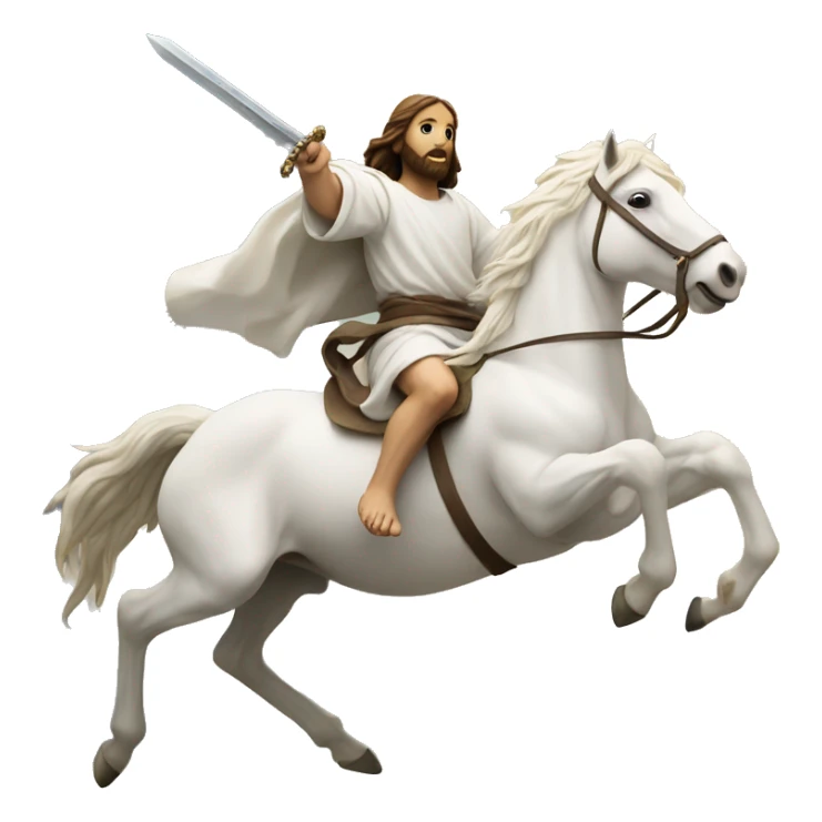 Jesus riding a flying white horse with a sword in hand sticker