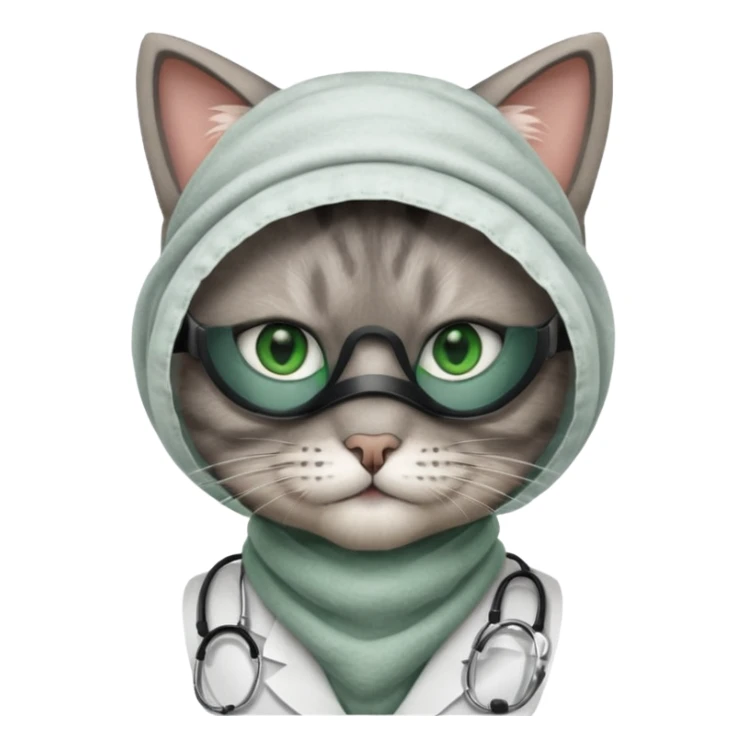doctor cat, dust mask sticker